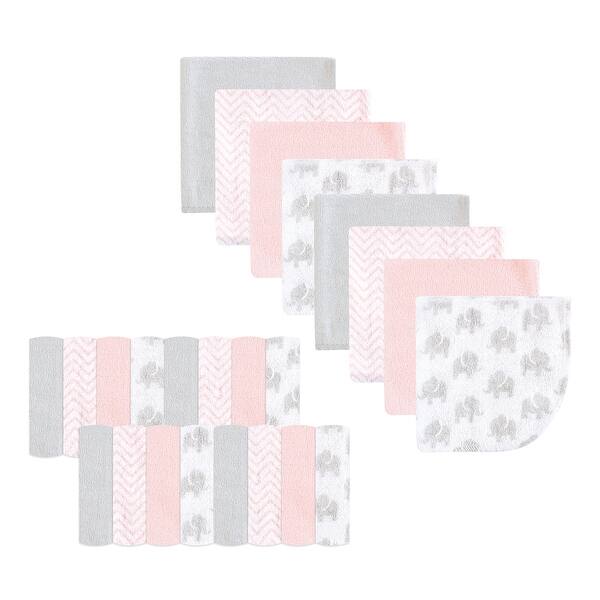 slide 1 of 1, Luvable Friends Baby Girl Super Soft Bundle Washcloths, Pink Elephant, One Size - Pink Elephant - One Size One Size - Pink Elephant