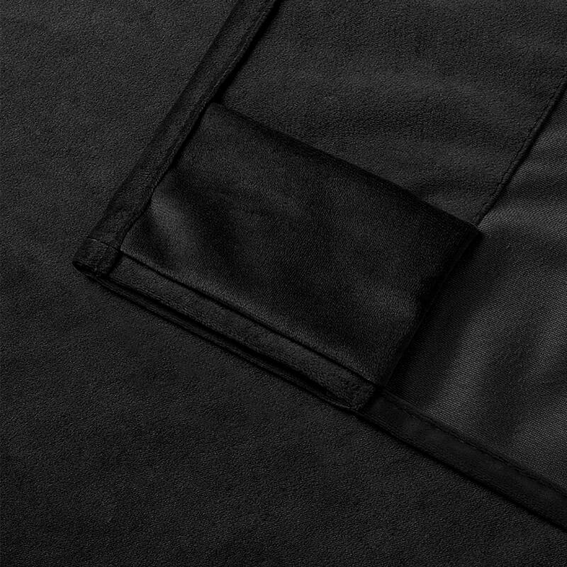 90" Long - 2 Piece Black Velvet Room Darkening Grommet Window Curtain Panel Set - 104" x 90"