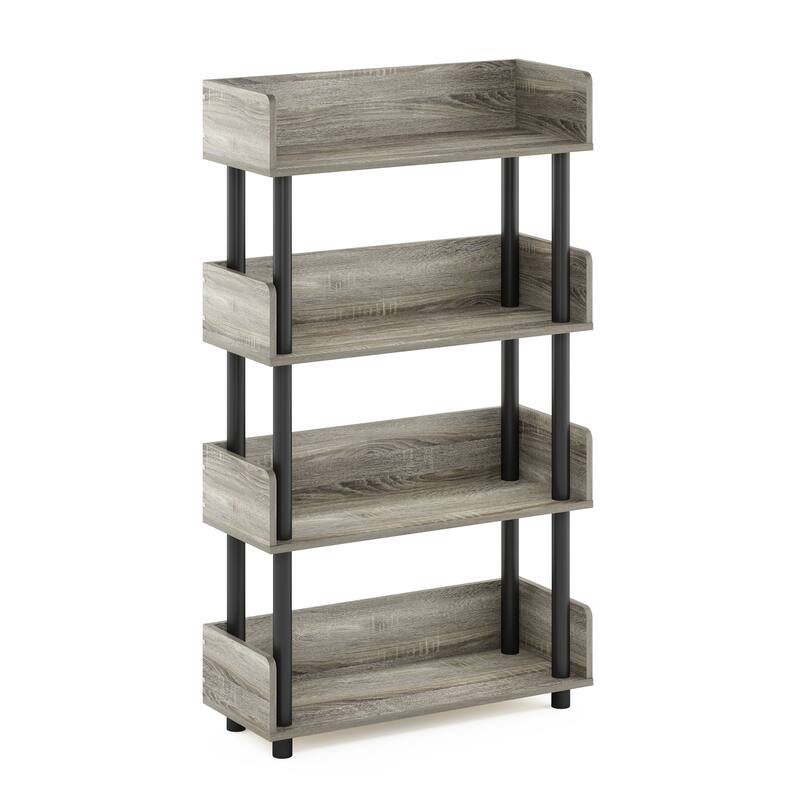 Furinno Turn-N-Tube 4-Tier Toolless Freestanding Multipurposes Display Rack, Espresso - French Oak/Black