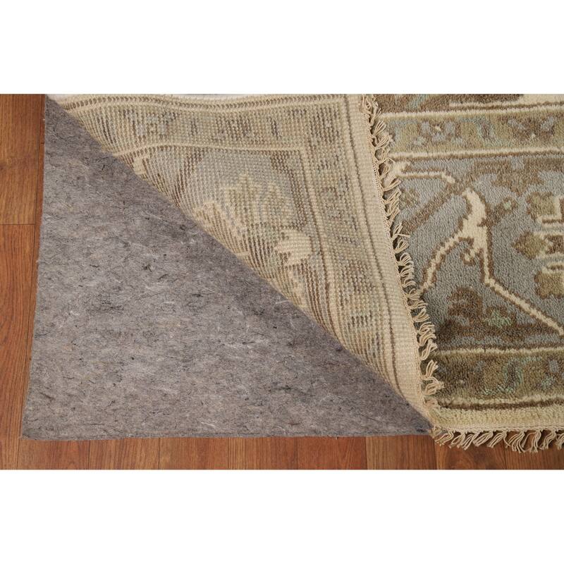 Ivory Oushak Indian Area Rug Handmade Wool Carpet - 8'1"x 9'8"