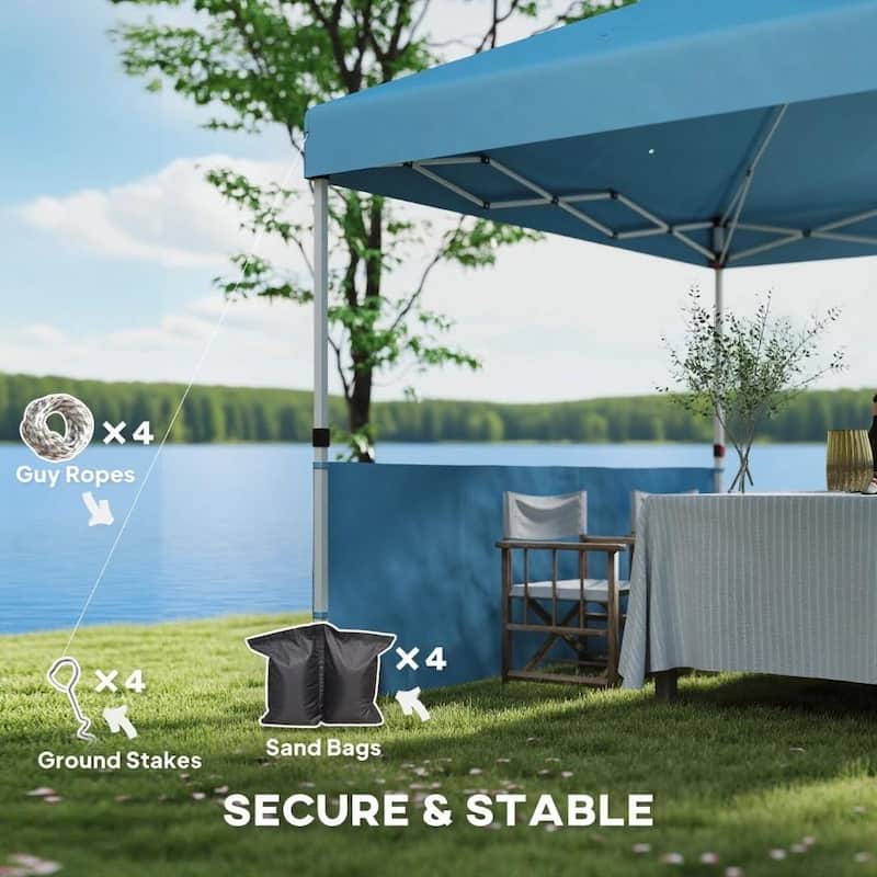 GDFStudio - 10x10 ft Pop-Up Outdoor Canopy Tent with Adjustable Height & Sidewalls