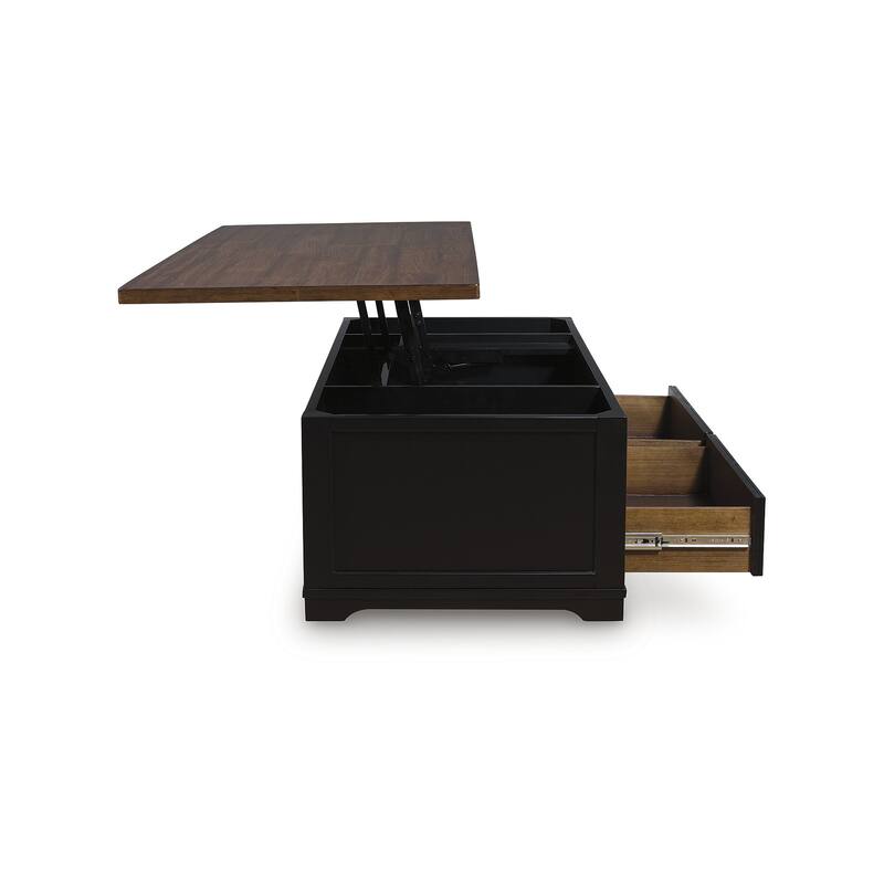 Signature Design by Ashley Wildenauer Brown/Black Lift-Top Coffee Table - 52" W x 28" D x 19" H