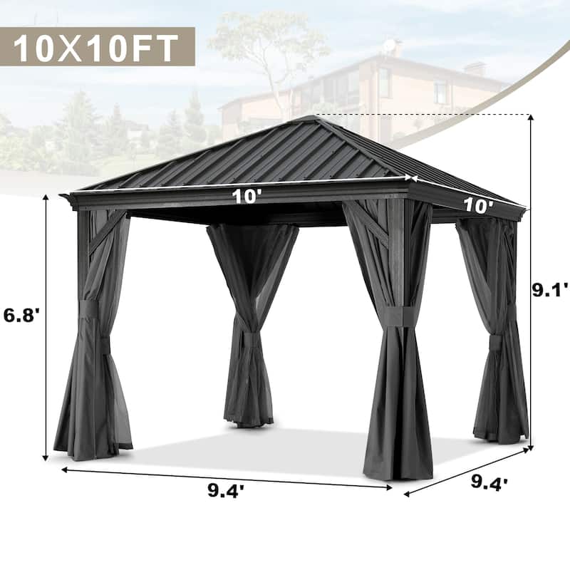 ABCCANOPY Outdoor Hardtop Gazebo with Galvanized Steel Double Roof