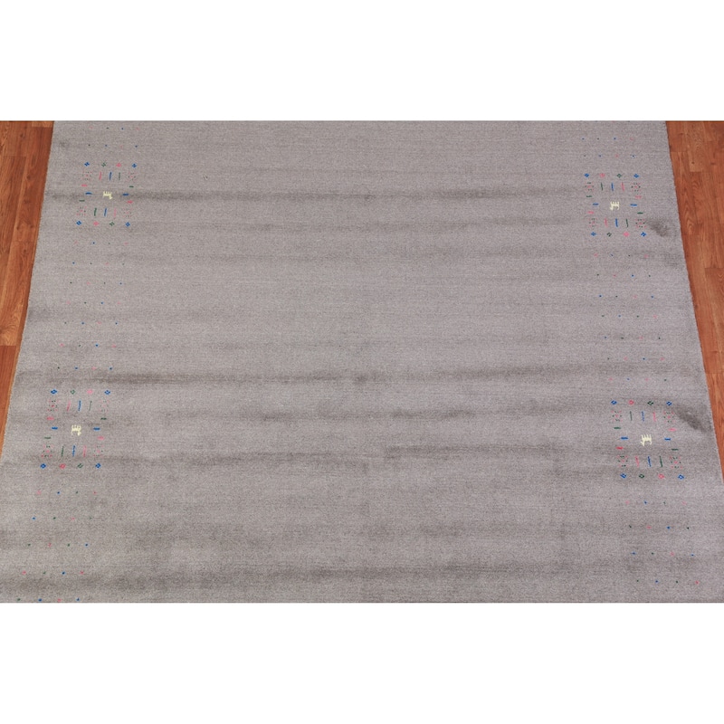 Hand Knotted Oriental 100% Wool Carpet Tribal Tribal Greys & Charcoal Gabbeh Area Rug - 10' 0'' X 8' 1''