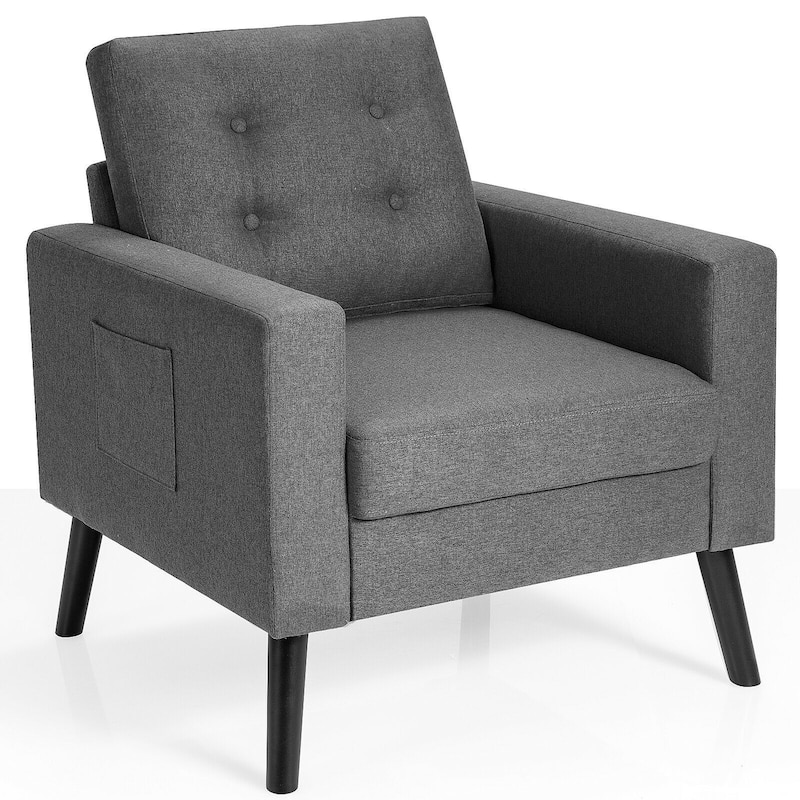 Modern Tufted Accent Chair w/ Rubber Wood Legs - 29.5" x 32.5" x 34"(L x W x H)