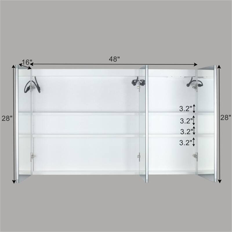48*28in Bathroom Wall Cabinet ; Anti-Fog; Led Light; Power-Off Memory