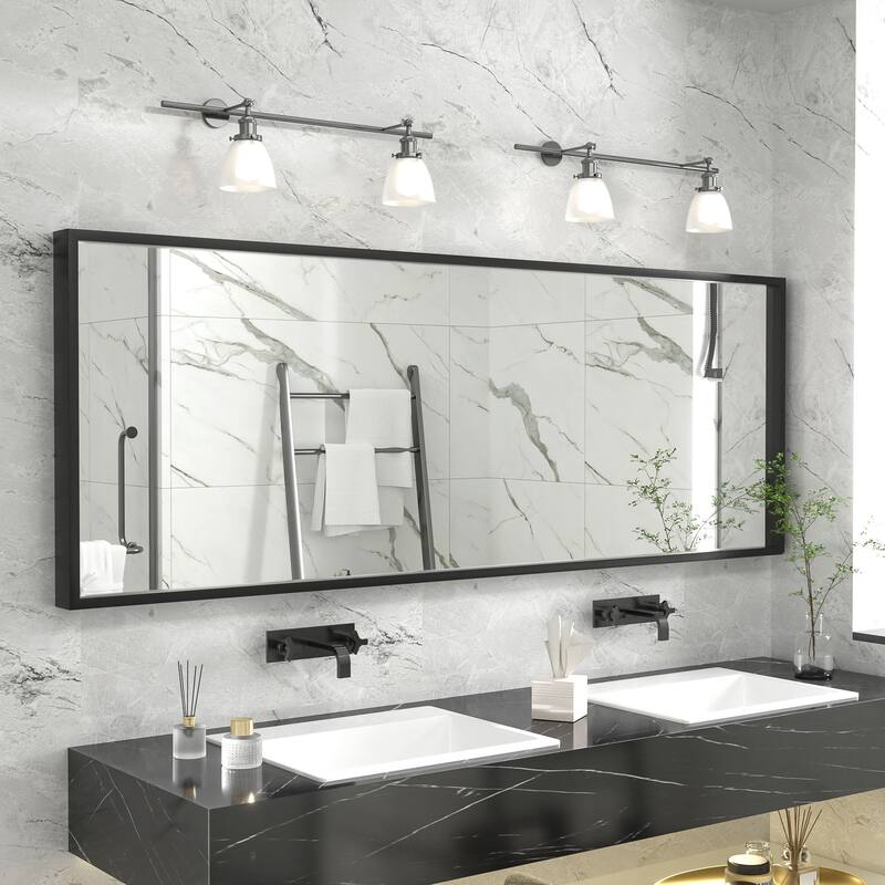 Aluminum Alloy Framed French Cleat Mounted Tempered Glass Wall Vanity Mirror