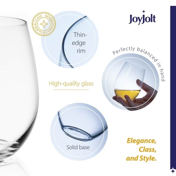 JoyJolt Spirits Stemless 19 oz Wine Glass, Set of 4 - Bed Bath