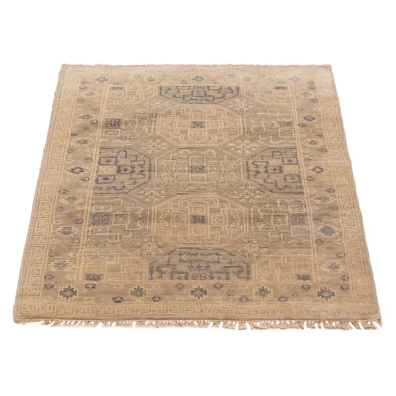 ECARPETGALLERY Hand-knotted Mamluk Khaki Wool Rug - 3' 8" x 4' 11"