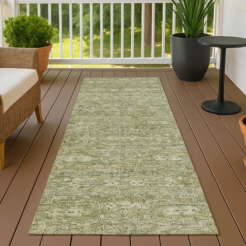 Machine Washable Indoor/ Outdoor Traditional Harmony Chantille Rug - Sage - 2'3" x 7'6"