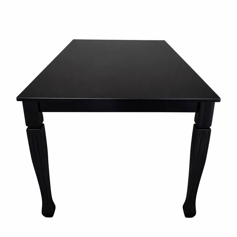 Modern 63 Inch Rectangular Dining Table, Black Finish Solid Rubberwood