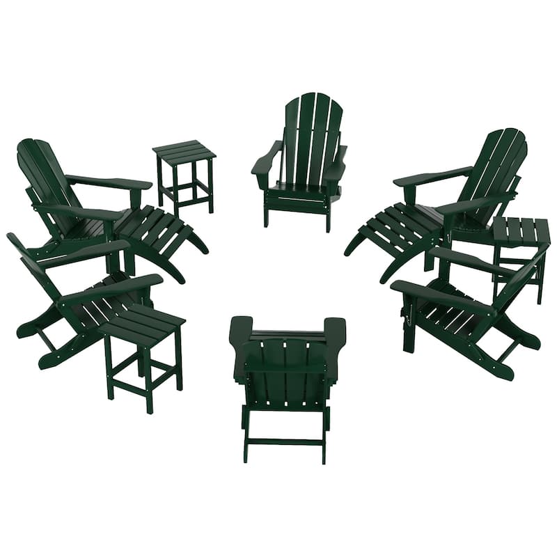 Laguna Hdpe All Weather Outdoor Patio Foldable Adirondack Chairs Conversation Set (12-Piece Set)
