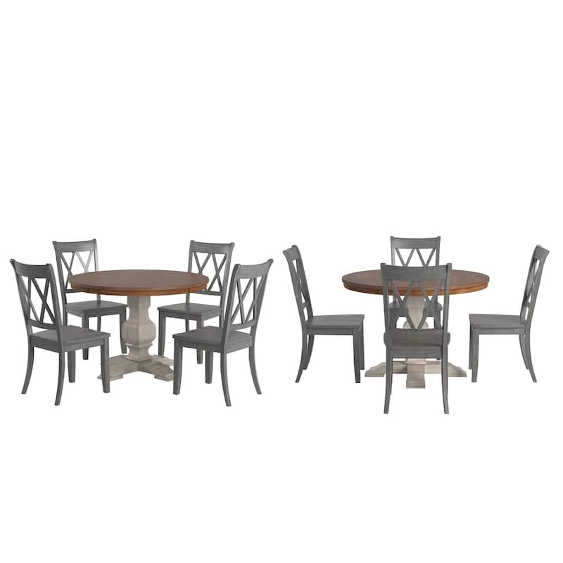 Ronda 45" Round Solid Wood Top Dining Set with X-Back Chairs
