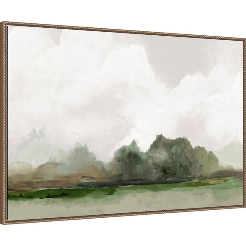 Green Fields Under Soft Clouds by PI Studio Framed Canvas Wall Art Print