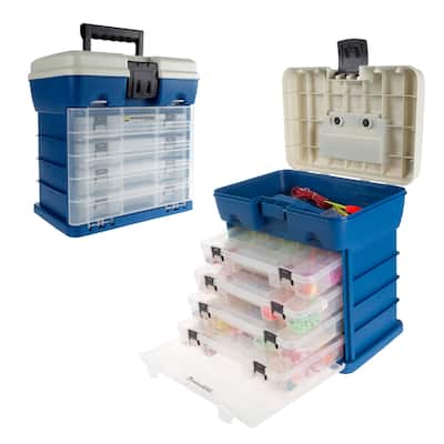Storage Tool Box 4 Drawers 19 Compartments Each by Wakeman Outdoors (Dark Blue) - 12.2"
