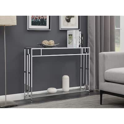 Convenience Concepts Town Square Chrome Console Table with Shelf