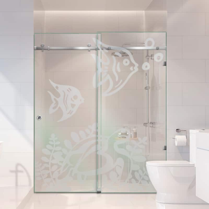 Frameless Sliding Glass Shower Door - Non-Private - 56"x80"-Left - Non-Private - 56"x80"-Left