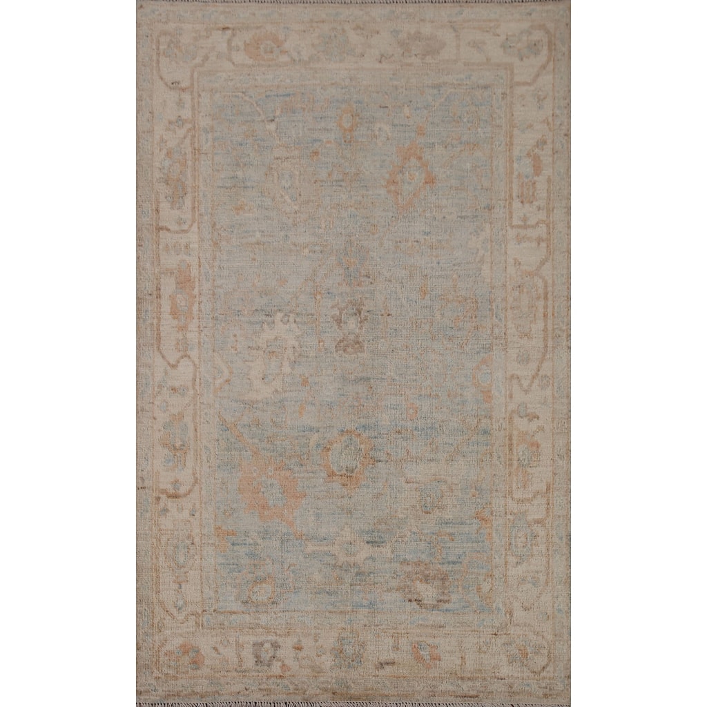 Hand-knotted Oushak Turkish Rug Oriental Floral Wool Carpet - 3'11"x 5'10"