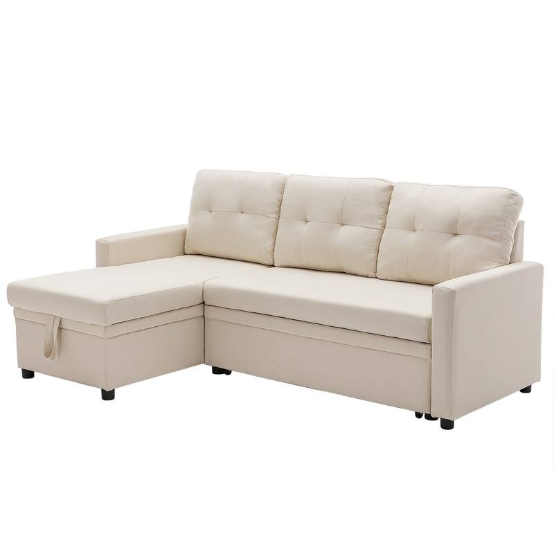 Tufted Convertible Corduroy/ Linen Modular Sectional Sofa with Storage Chaise