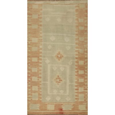 Hand Woven Oriental 100% Wool Carpet Southwestern Tribal Green Kilim Area Rug - 5' 0'' X 2' 11''