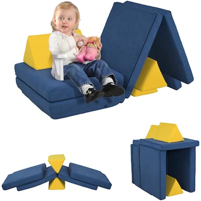 Qaba Foam Climbing Blocks for Toddlers, 6 Pieces Climbing Toys with Washable Cover, Climb and Crawl Activity, Blue