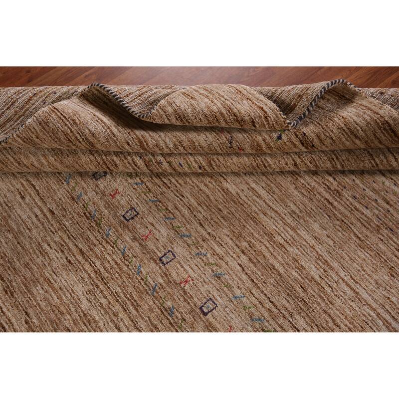 Hand Knotted Oriental 100% Wool Carpet Tribal Tribal Brown Gabbeh Area Rug - 9' 5'' X 8' 0''