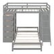 preview thumbnail 13 of 18, Twin Over Twin Bunk Bed with Desk, LED Light and USB Ports, Solid Wood Bunk Bed Frame with Storage Drawers and Bookcase Shelves