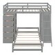 preview thumbnail 12 of 34, Twin Over Twin Bunk Bed with LED Lights & USB Ports, Grey, with Storage