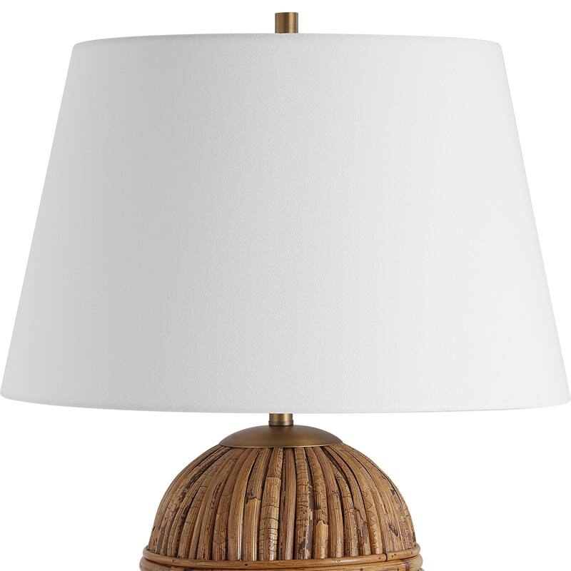 Rattan Table Lamp with Tapered Shade - 25" - Brown