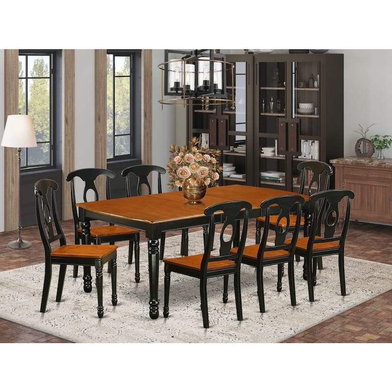 Kitchen Table Set 9 Piece Dining Room Set with Chairs - Rustic Black Cherry Finish