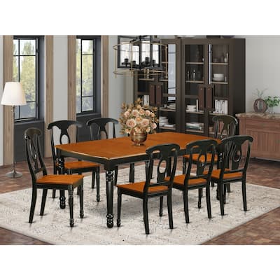Kitchen Table Set 9 Piece Dining Room Set with Chairs - Rustic Black Cherry Finish