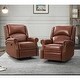 preview thumbnail 56 of 62, Ilario 32.67'' Wide Genuine Leather Manual Rocker Recliner, Set of 2 BROWN