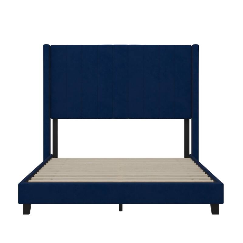 Upholstered Platform Bed with Wingback Headboard