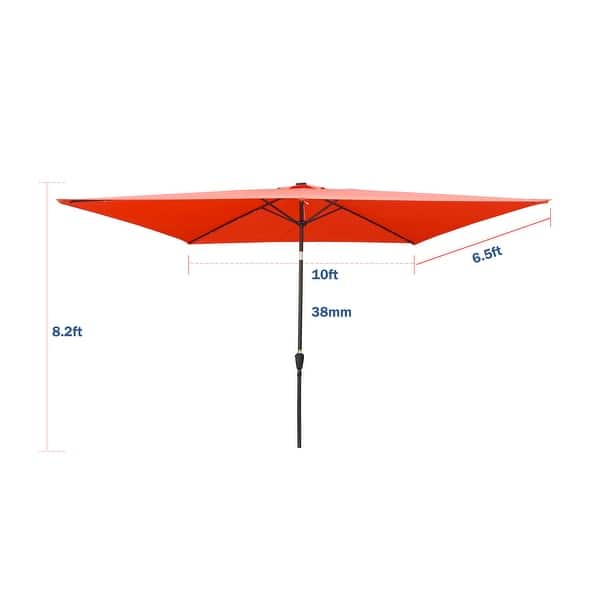 dimension image slide 2 of 4, 10x6.5Ft,Rectangular Patio Solar LED Lighted Outdoor Umbrellas with Crank and Push Button Tilt for Garden Backyard Pool