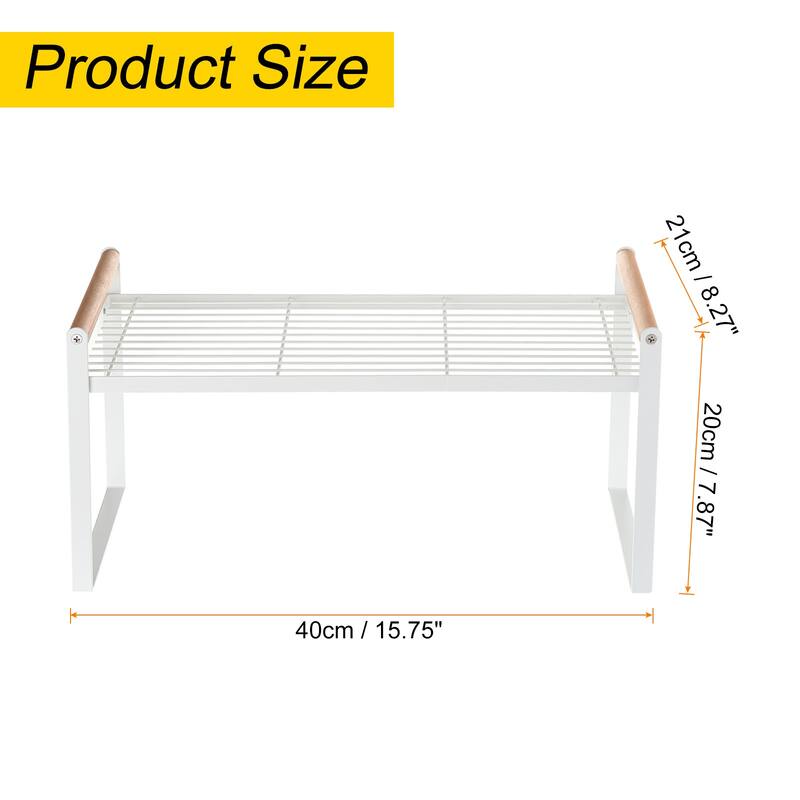 Kitchen Countertop Organizer, Stackable Spice Racks for Spice, Dish,Cup, White - White
