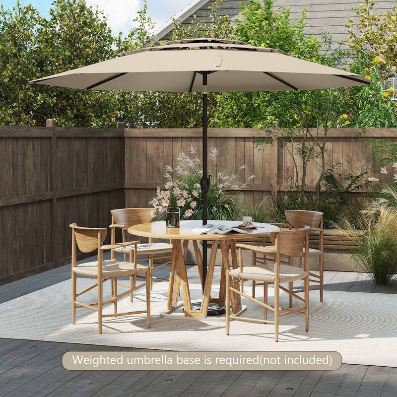 10 Ft Patio Umbrella with Crank and Tilt Vented Polyester Canopy for Backyard and Pool Shade