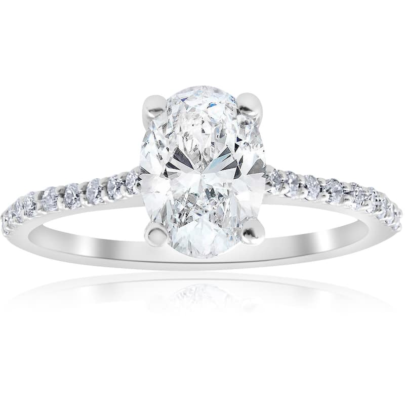 1.20Ct Oval Diamond Engagement Ring with Side Stones White Gold lab Grown