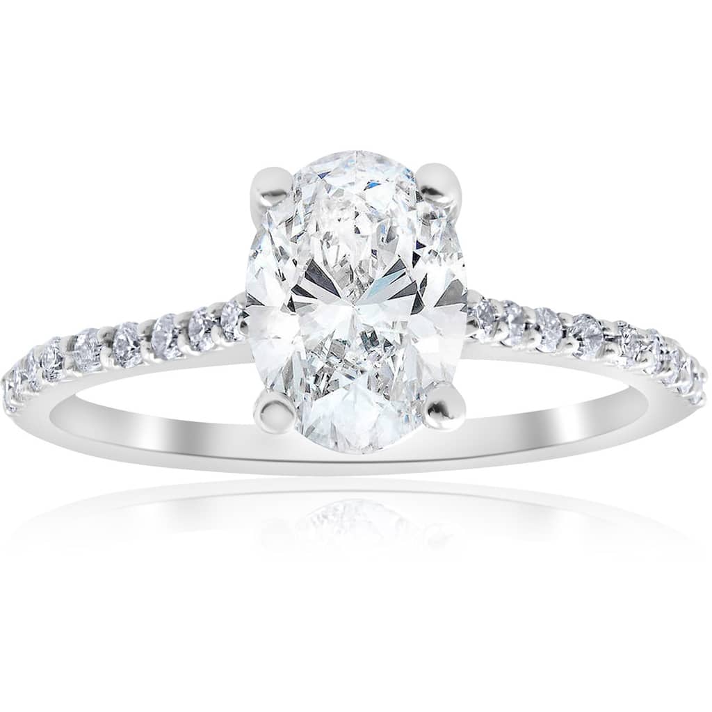 1.20Ct Oval Diamond Engagement Ring with Side Stones White Gold lab Grown