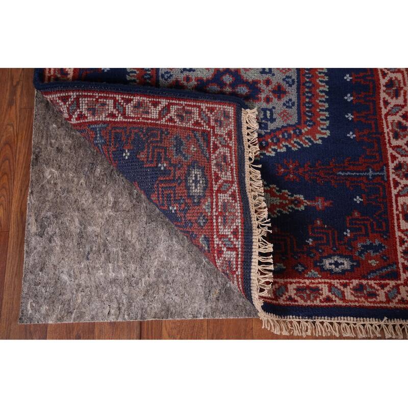 Blue Geometric Viss Oriental Runner Rug Handmade Wool Carpet - 2'7"x 11'10"