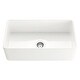 preview thumbnail 11 of 11, Fireclay Single Bowl Farmhouse Apron Kitchen Sink with Sink Grid and Drain