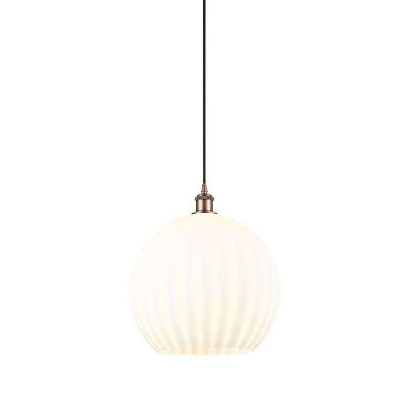 Innovations Lighting 516-1P-17-14 White Venetian Pendant White - Antique Copper