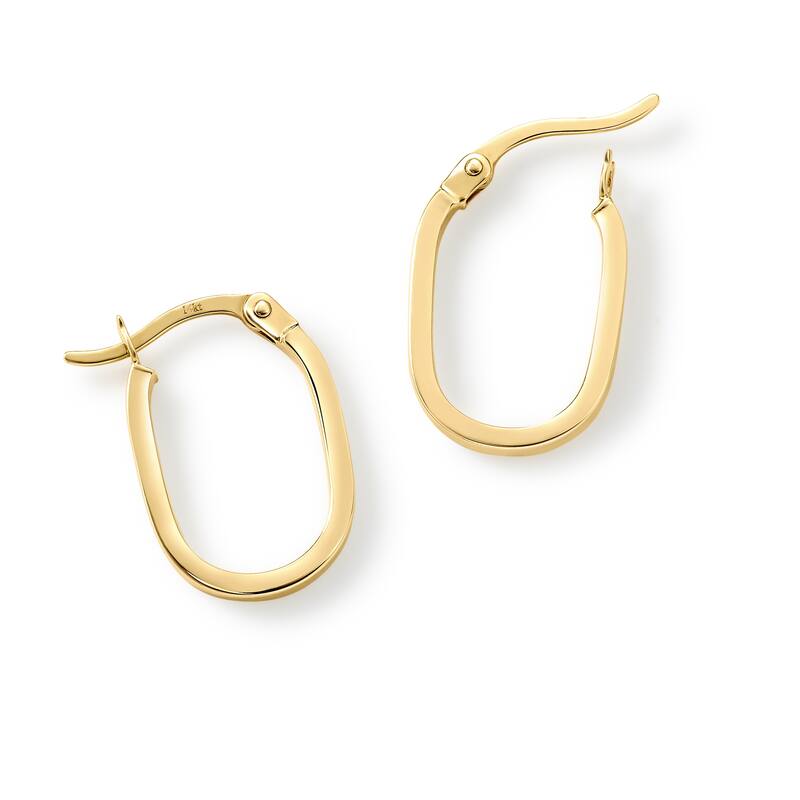 Clover 14K Gold High-Polish Oval Hoop Earrings