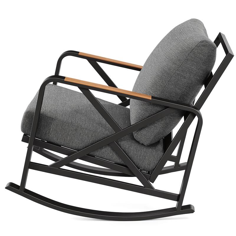 2-person Outdoor Rocking Chair Set With Table And Cushions