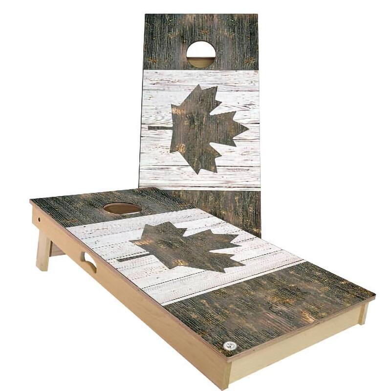 Canada Flag Rustic Outdoor Cornhole Board Set - Backyard 2x4 - NO Accessories