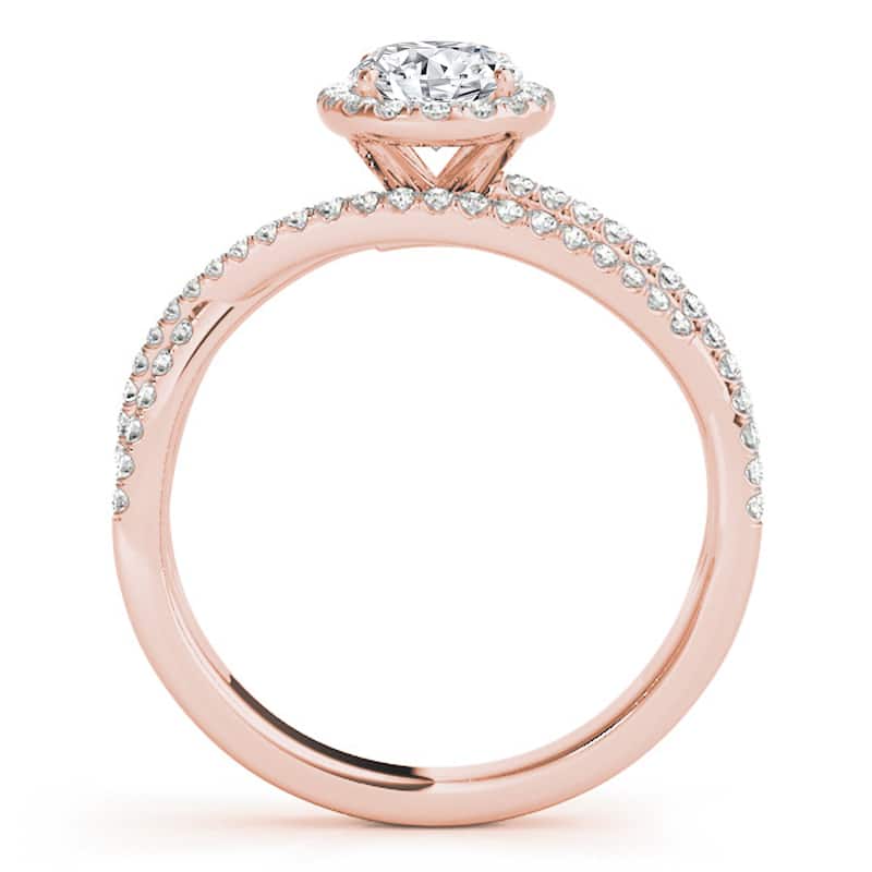 Auriya 14k Rose Gold Lab Grown Oval Diamond Halo Engagement Ring 0.50 to 5.00 ct. tw. (F-G VS)