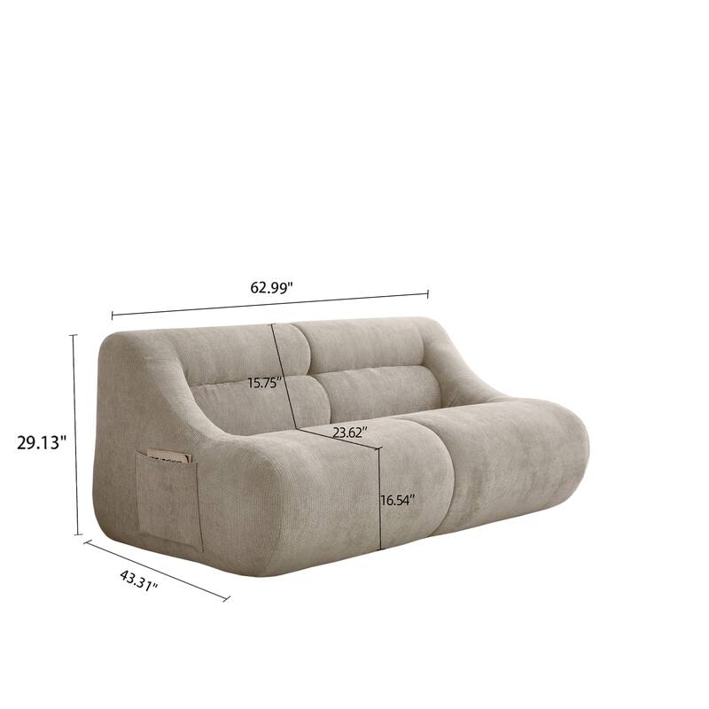 Memory Foam 2-Seater Couch, Deep Seat Modern Sofa