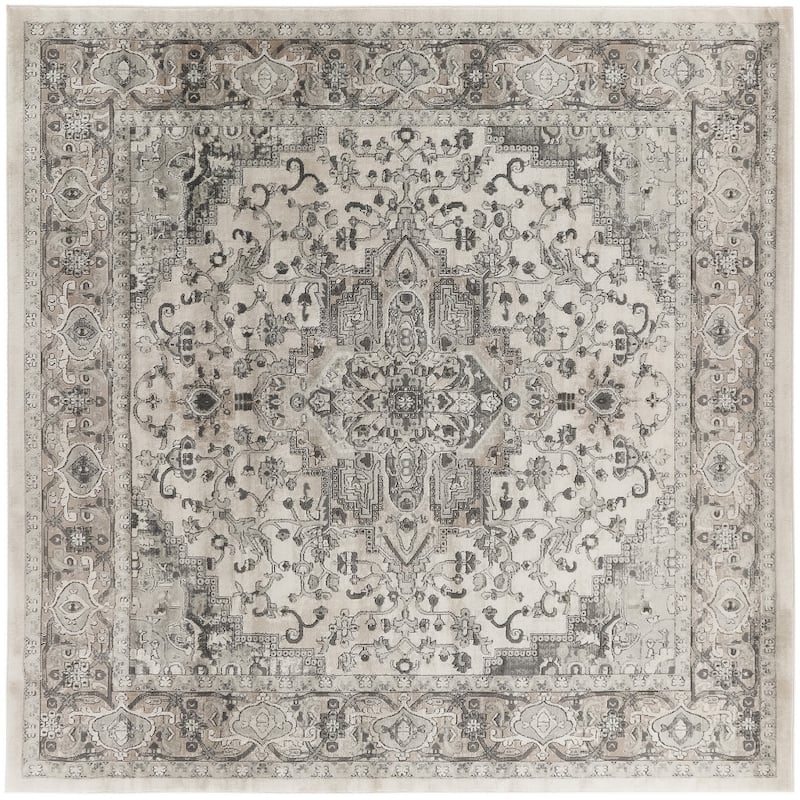 Mebe Power Loomed Distressed Geometric Traditional Durable Area Rug By HomeRoots - 94' X '94' X '0.32