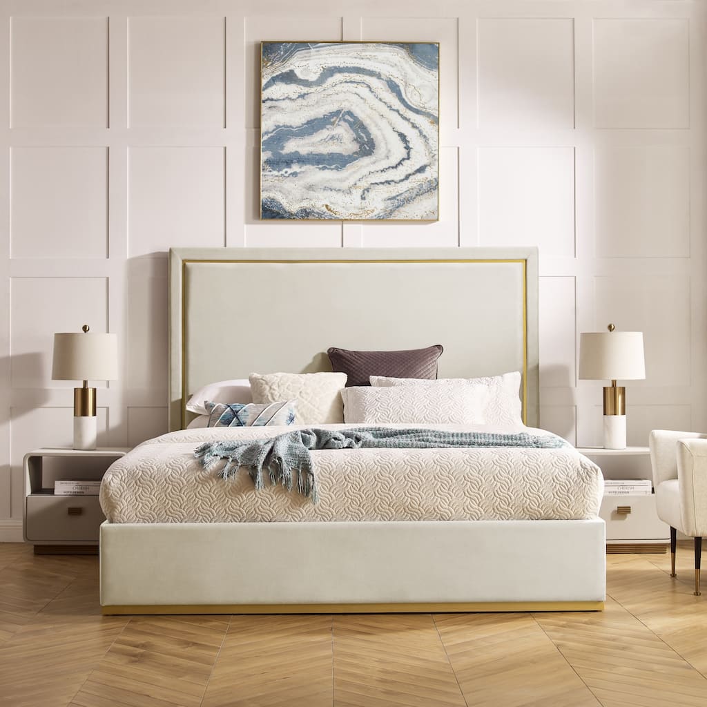 Oona Velvet Upholstery Modern Design Platform Bed