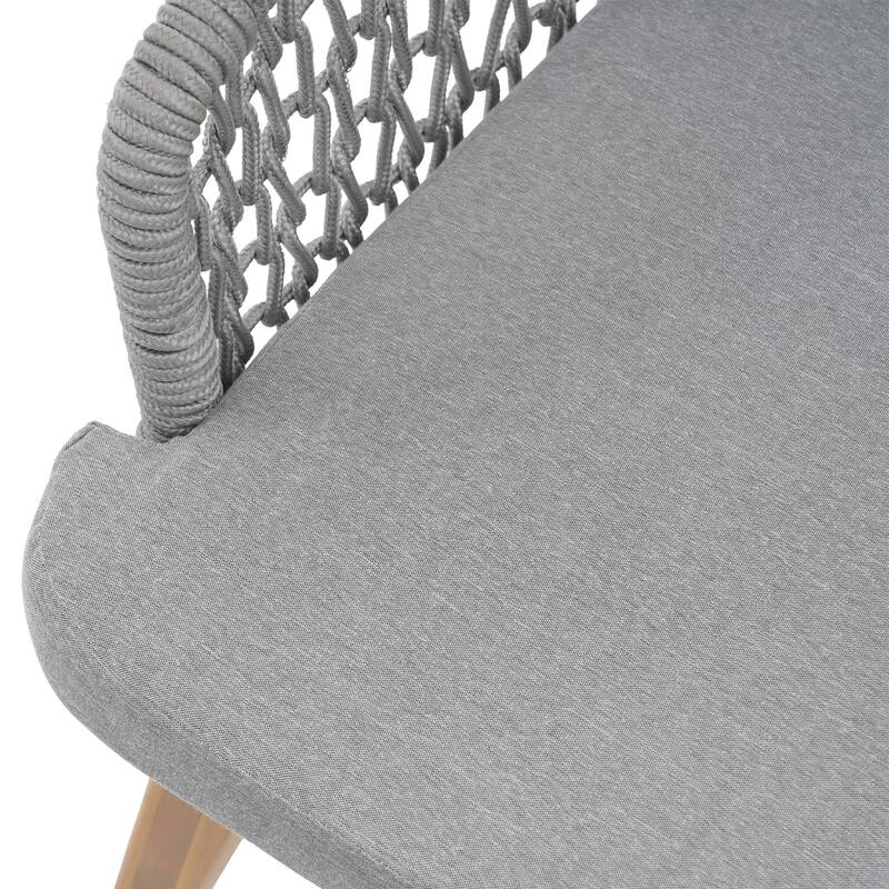 Outdoor 7-Piece Woven Rope Dining Chair and Wood Table Set