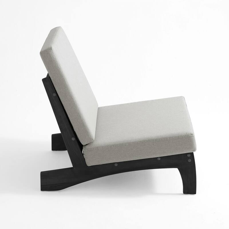 4 Set Outdoor Patio Teak Wood Club Chairs Loveseat with Cushion